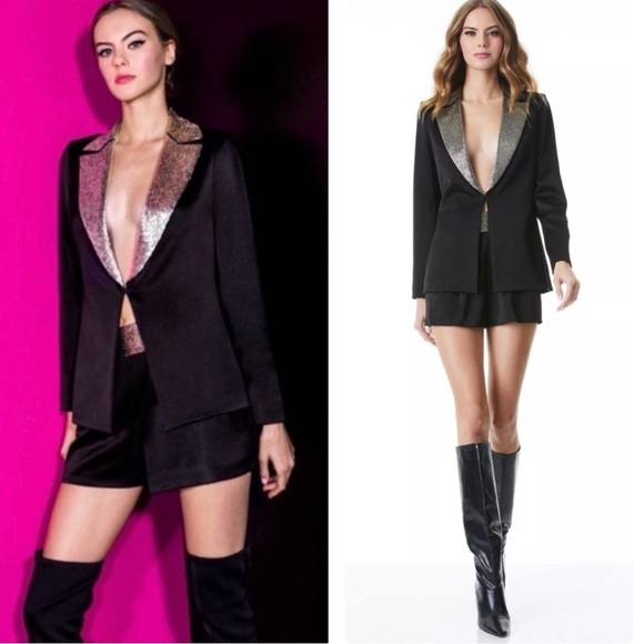 Alice + Olivia Eve Embellished Lapel Blazer Size Xtra Small - Picture 16 of 16